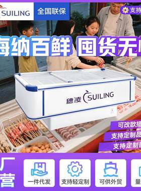 穗凌现货冰柜商用冷冻柜温冷冻展示柜岛式冷柜商超冰箱源头工厂