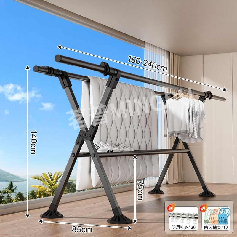 折叠服户外晒被子凉家用杆落地伸缩挂衣晾衣架衣阳台室内外