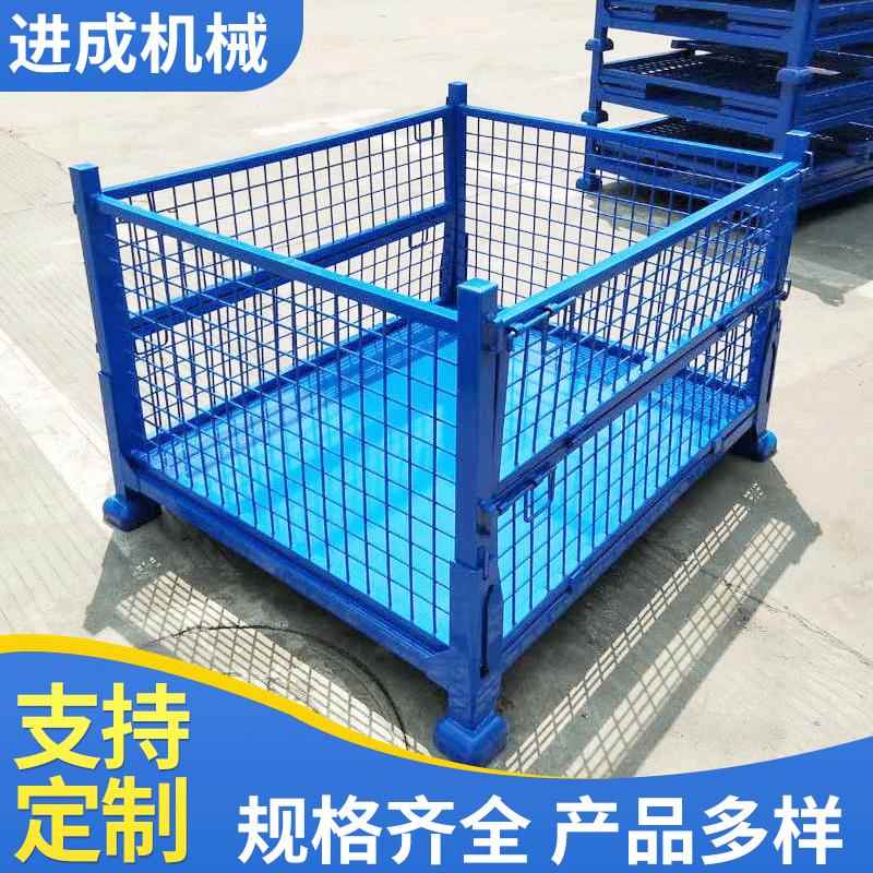 厂家供应周转箱铁皮箱重型带轮子移动式仓储笼金属折叠收纳图片