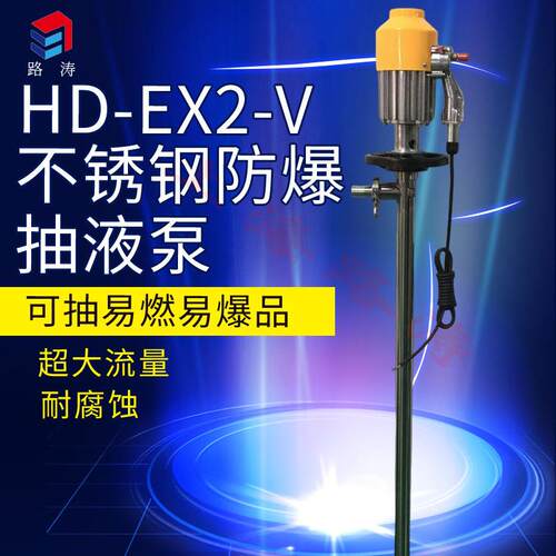 HD电动抽液泵HD-EX2-V+SS304-1500HP|防爆油桶泵手提式化工插桶泵