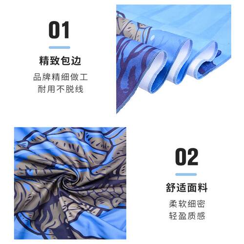 新款直销跨境速干沙滩巾超细纤维双面绒毛巾游泳海吸水垫印花浴巾