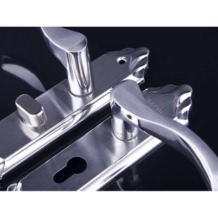 不锈钢房间锁单舌140mm孔距执手锁卧室实木门把手锁室内门房门锁