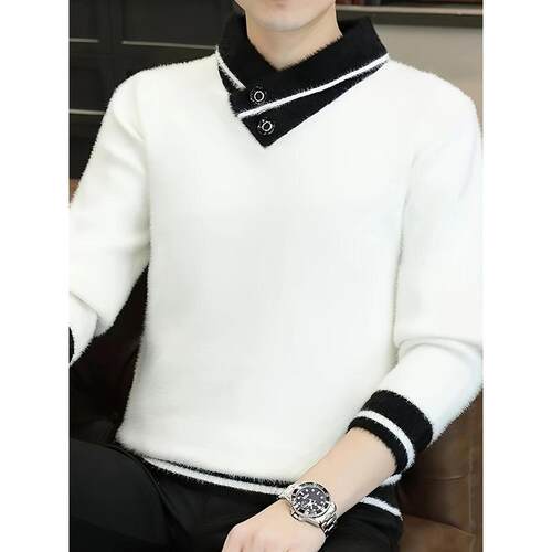 R 25858 Designer Style Winter Two Piece Sweater 设计感假两件