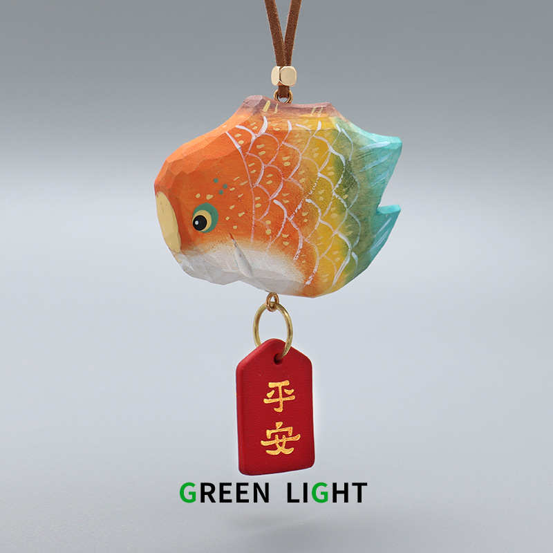 木雕锦鲤汽车挂件装饰后视镜挂饰可爱平安发财车载吊坠