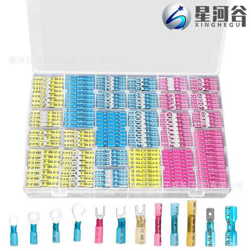 跨境720PCS盒装BHT/插簧插片/环形/叉型绝缘热缩防水接线端子套装