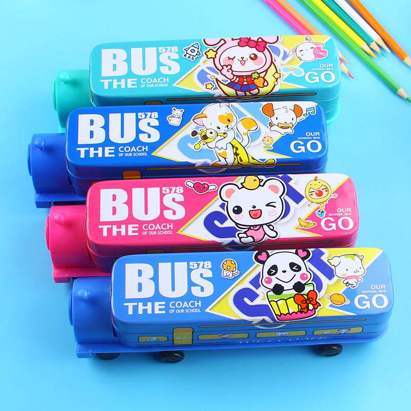 韩版创意文具儿童卡通铅笔盒火车头造型多功能文具盒带卷笔刀