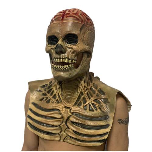 万圣节惊魂骷髅面面具嘴巴会动生头化无品牌/危机恶魔丧尸骨架套