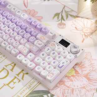 狼蛛F98pro透明客制化机械键盘三模无线蓝牙带屏幕旋钮麻将音静音