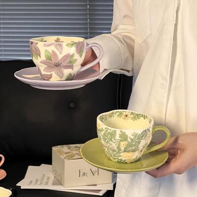 280ML Retro Floral Coffee Cup Saucer Gift Box Christmas Gift