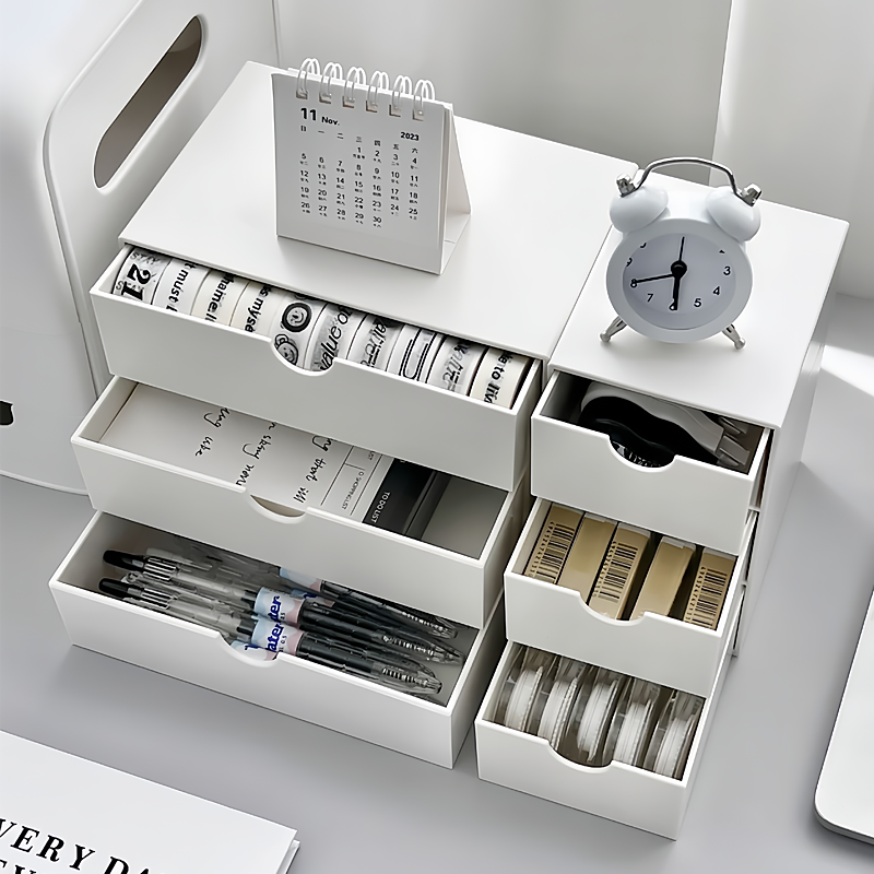 2U8K文具收纳盒抽屉式宿舍书桌多层ins风置物架办公室桌面杂物整