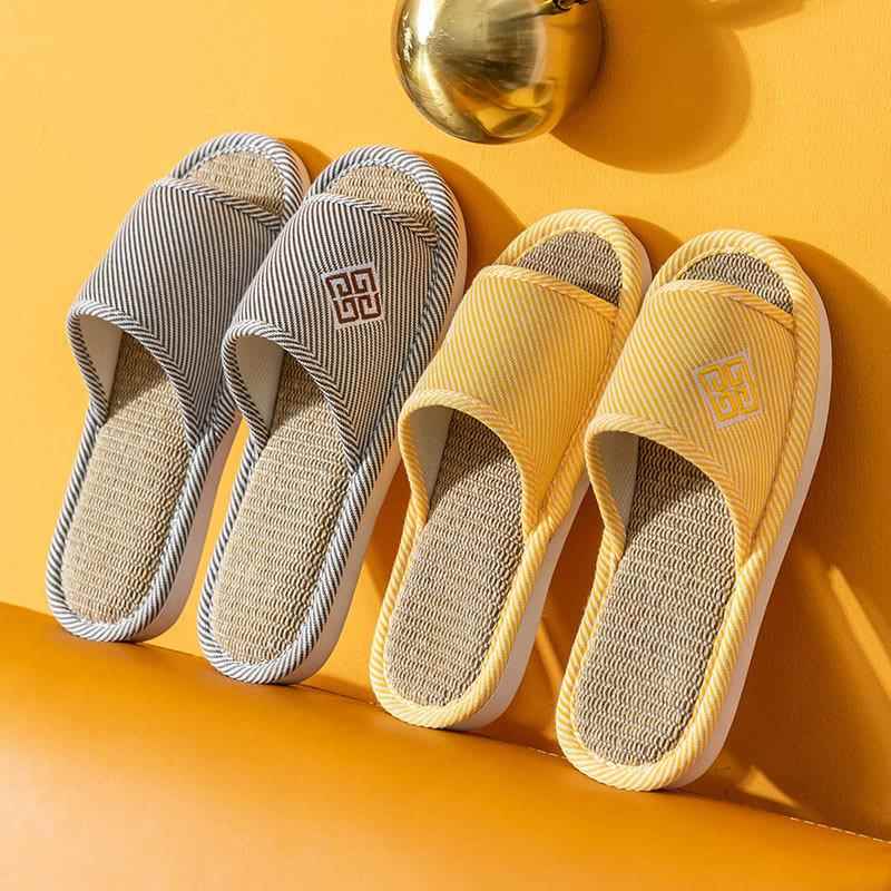 女士亚麻拖鞋女夏季家居春秋情侣男居家用室内防滑木地板四季凉拖