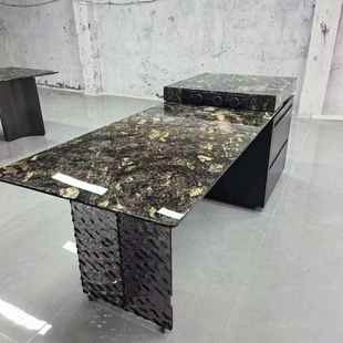 2025新款璀璨星河天然奢石岛台餐桌一体可伸缩高级中导台现代轻奢