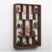新中式 实木博古架壁挂多宝阁客厅墙上置物架简约现代展示架茶架