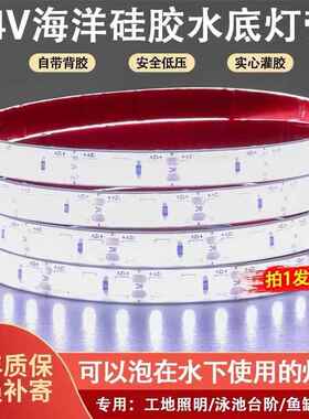 水下泡水灯带条led户外防水24V灌胶无光斑自粘线性灯水池泳池鱼塘