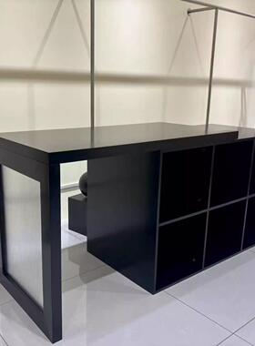 中岛桌服装店黑色展示台收纳柜装饰柜摆件展台陈列台流水柜可伸缩