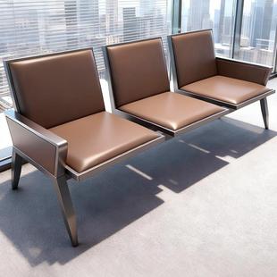 真皮办公室沙发接待会客用小型三人位公司等候区铁艺沙发简约现代