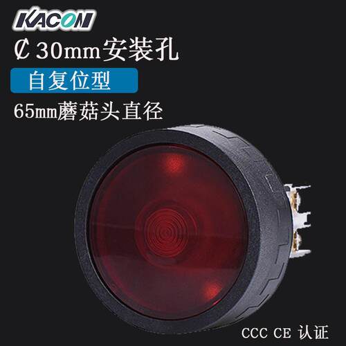 现货Kacon凯昆K22-27-B65头部65mm带灯蘑菇头 复位 按钮 开关