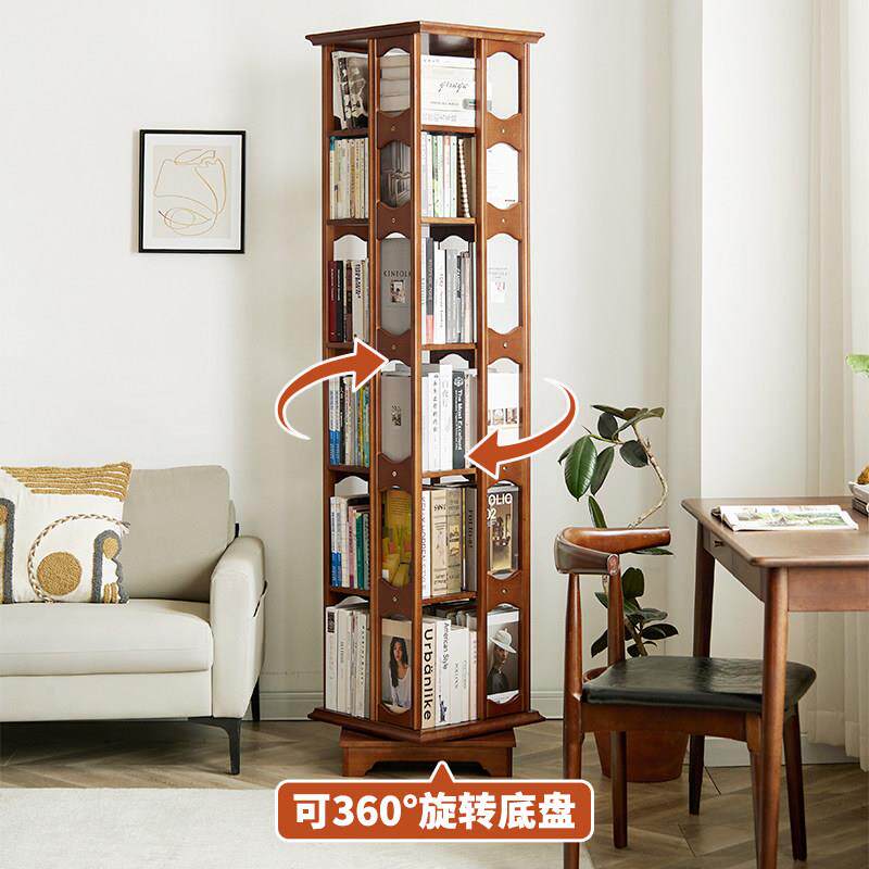 全书实木旋转书360书架Q05架度书柜桌面收纳家用客简厅儿童易落地