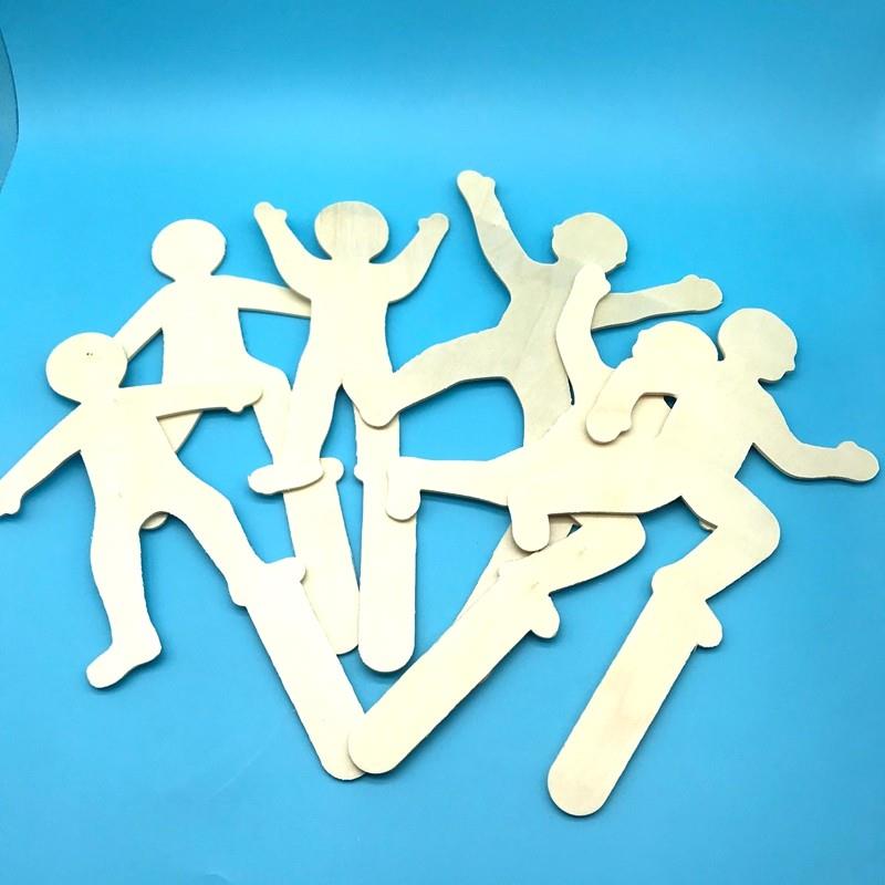 幼儿园教具手工制作材料运动小人大木片美劳涂鸦绘画DIY手工制作