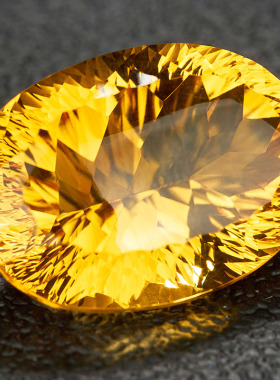 亏本捡漏价 27.45克拉大颗粒黄晶裸石戒面强火彩 支持私人定制