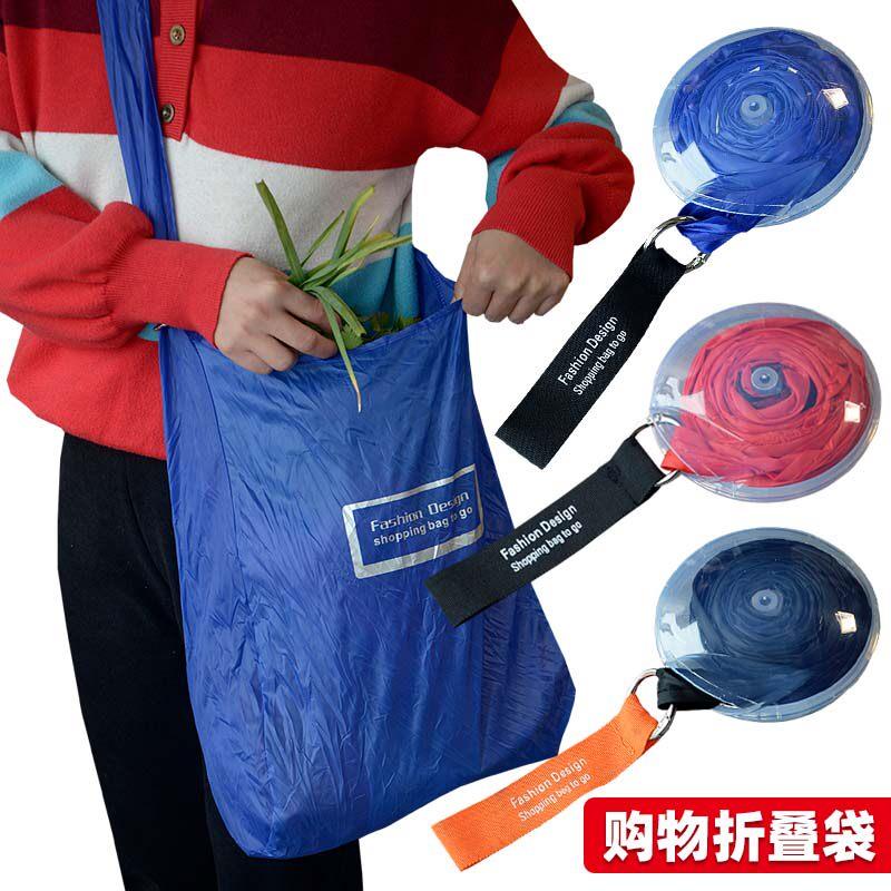 太方便瞭!实用性强!便携巧妙小圆盘伸缩折叠高强度购物袋收纳袋