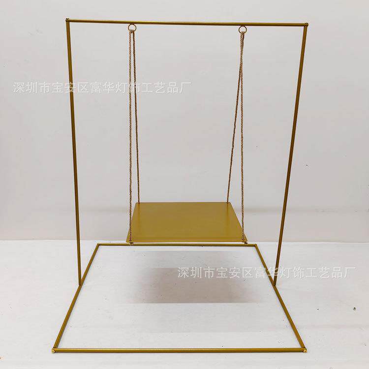 新款婚礼装饰铁艺秋千蛋糕架 甜品展示糕点架点心架 金属桌面摆件