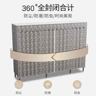 布柜家用卧室防收纳钢衣 简易衣柜尘出租屋用加粗衣加RJZ厚架组装