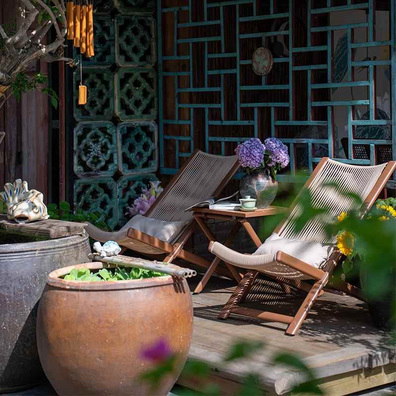 外桌椅阳休闲三件套庭院家台用藤编椅子民YSH宿桌椅可户午坐休躺