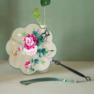 苏绣绕丝团扇纯手工双面绣扇子苏州刺绣中国风汉服古风扇套装礼品