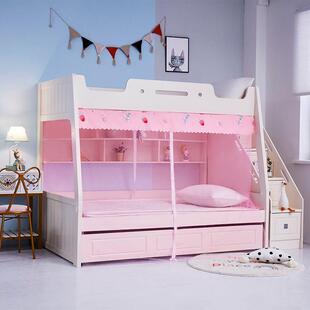 梯形下铺家用子母床双门拉链蚊帐磁吸门高低双层儿童1.35米1.2m床