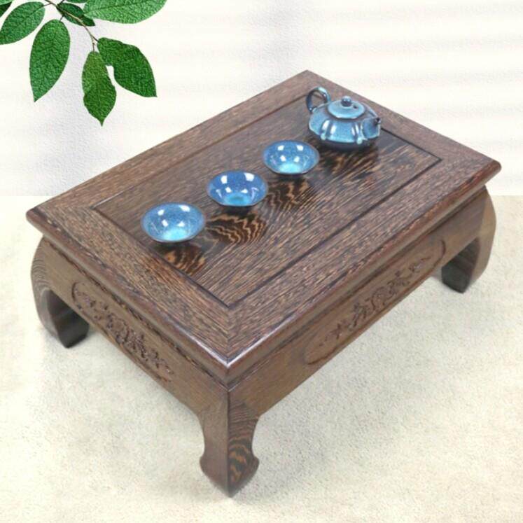 实木长方形底座鸡翅木雕花奇石花瓶佛像摆件红木工艺品花盆景托架