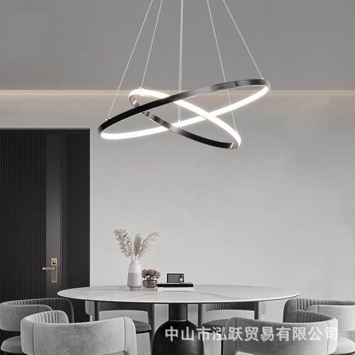 极简圈圈吊灯现代简约客厅卧室灯全铜展厅吊灯楼梯吊灯环形组合灯