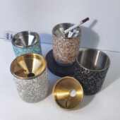 镶钻不锈钢烟灰缸防飞灰防摔满钻网吧酒吧高级加厚创意烟盅缸礼品