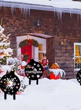 跨境新属圣诞坪节装饰雪金地老人插20240723外牌雪人户草花园镂空
