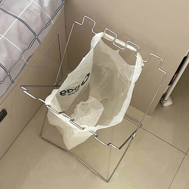 垃圾架不锈钢可折叠简易便携垃圾桶家用厨房专用免弯腰落地收纳架