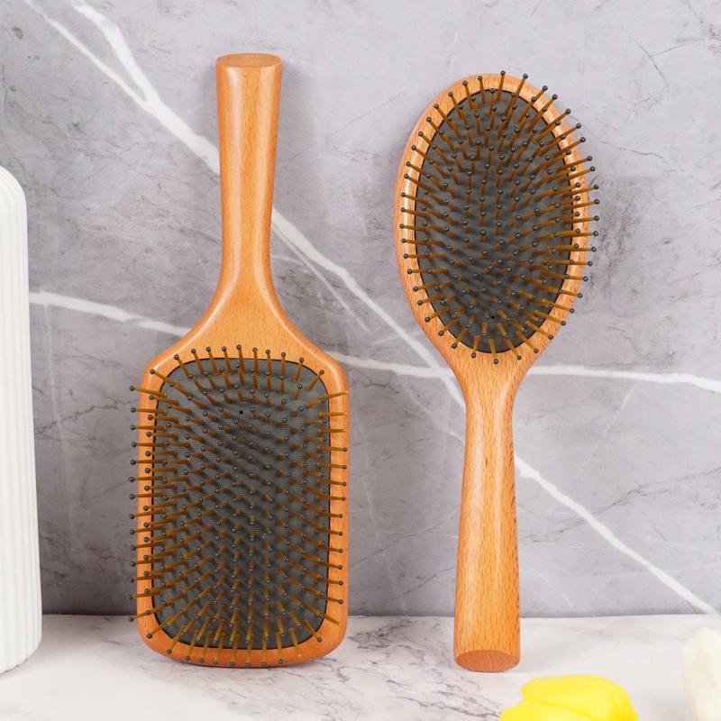厂家直销头皮按摩气垫梳疗养护理顺直发大板梳子榉木高弹力气囊梳