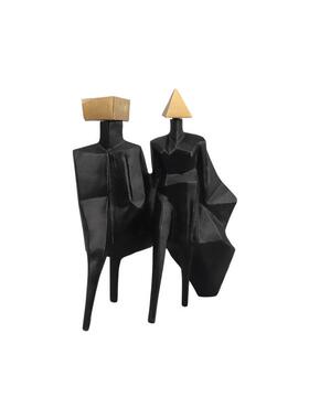 现代简约抽象艺术金块人物金属摆件玄关书房客厅样板房家居装饰品