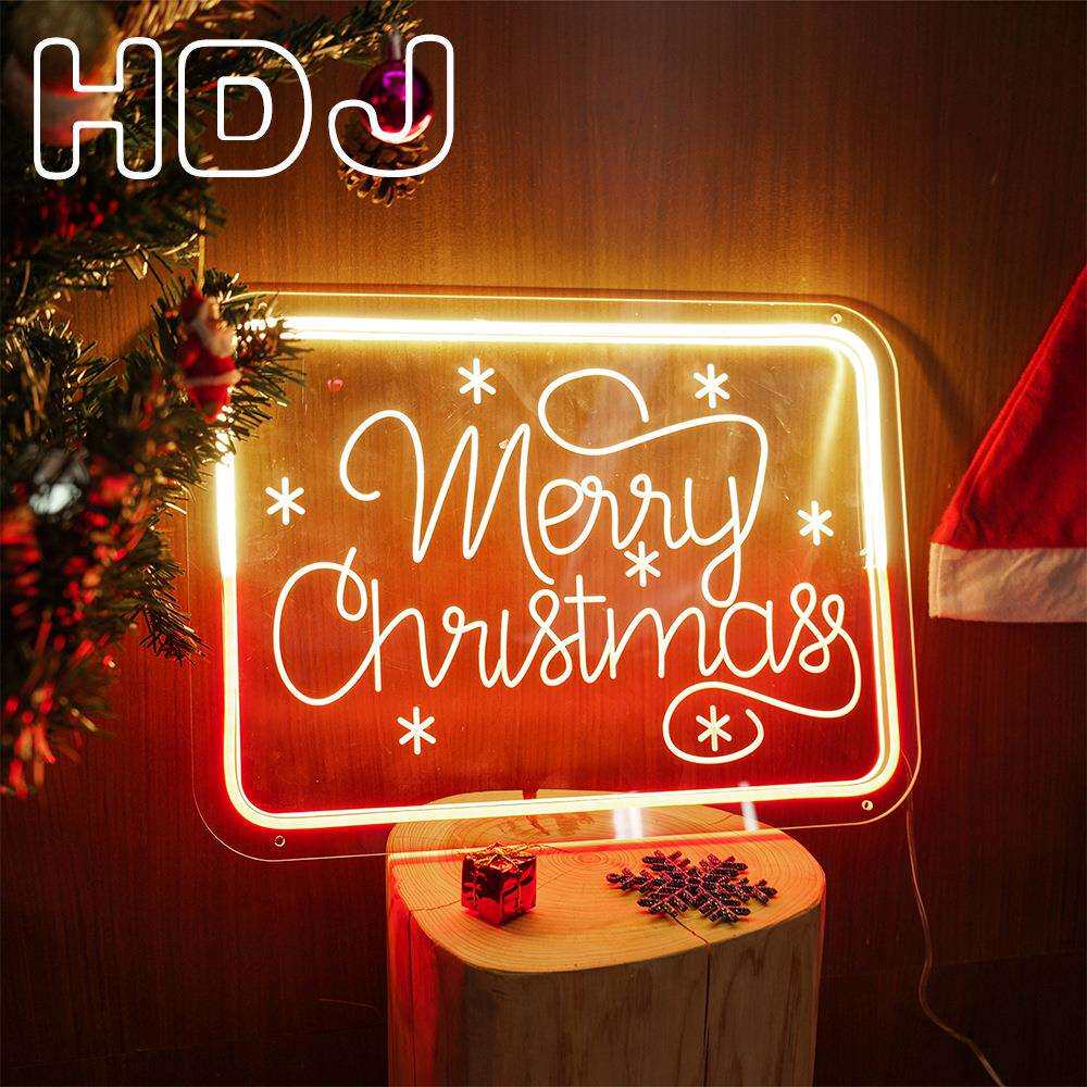 HFU节圣s诞霓虹灯发光字MerryChistma英文字母装饰r灯节日气氛灯