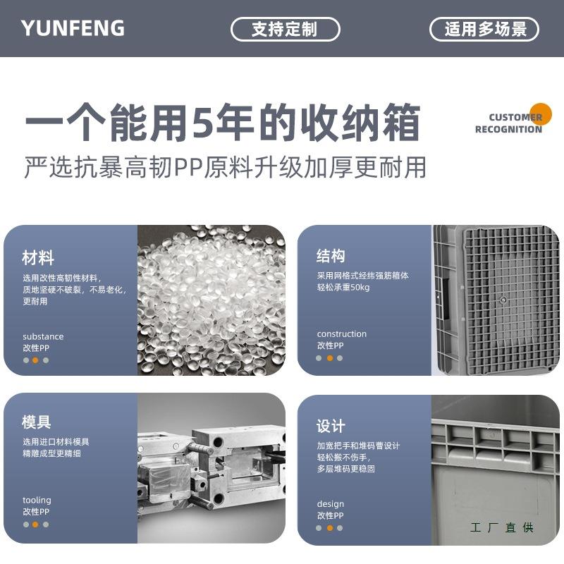 形收纳箱带扣加厚塑料长方工985储业物运输周转工具带盖物流盒盖