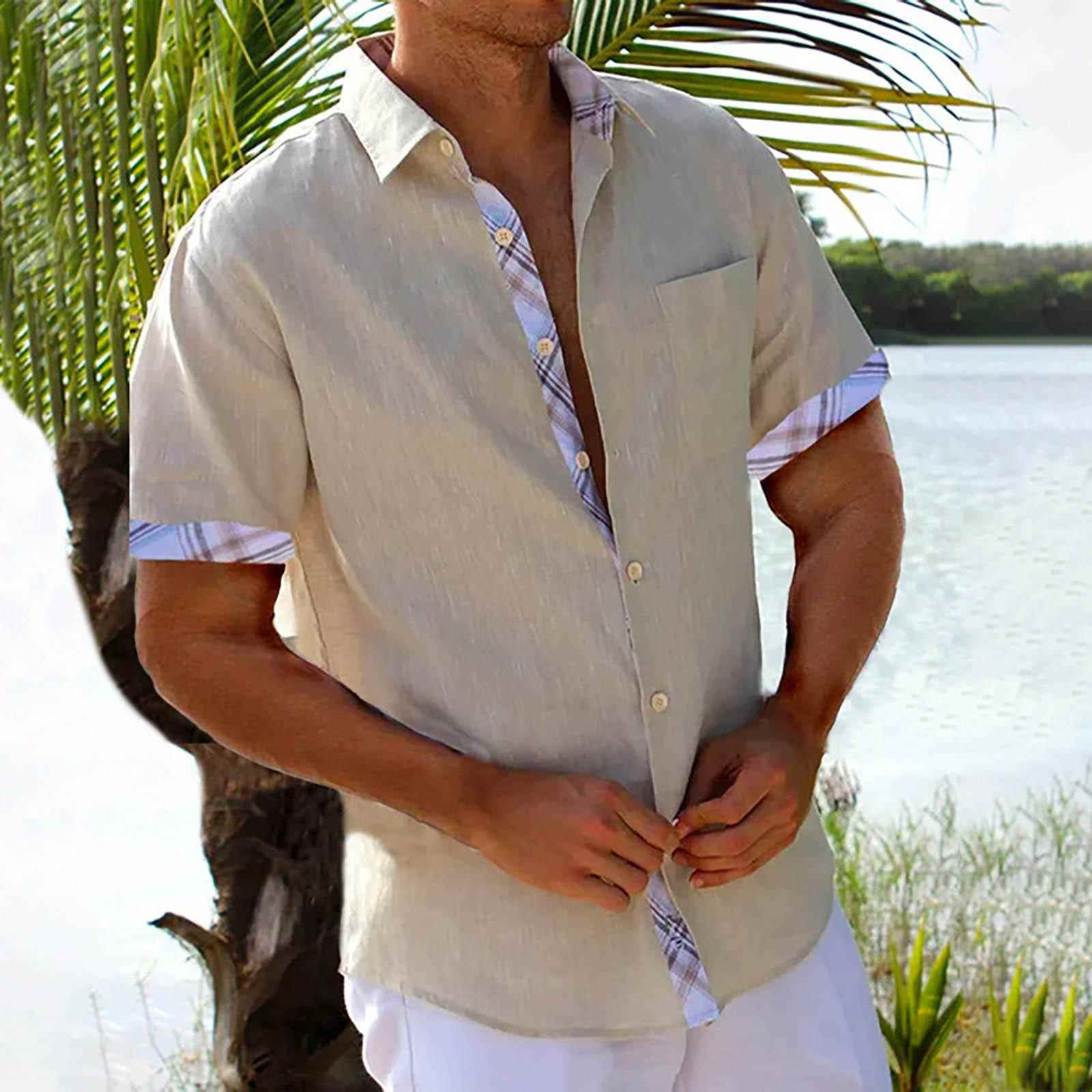 Hawaiian Beach Vacation Shirt Short Sleeve Cardigan Mens