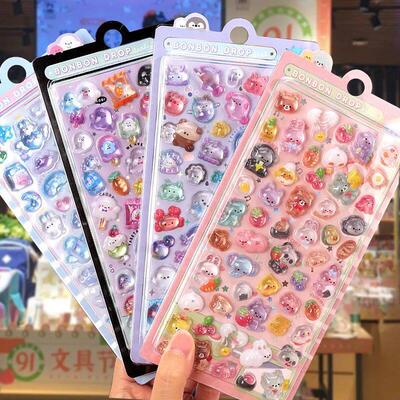 3D Jelly Stickers Cute Cartoon 3D Relief Diamond Gemstone St