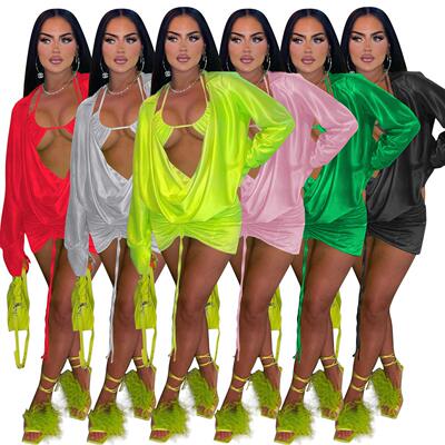 Women's strappy pleated skirt three sets 女装绑带抽褶裙三装