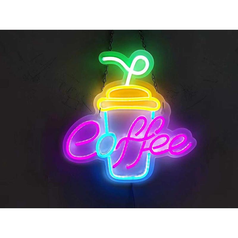 咖啡创意led氛围灯霓虹灯可定制 零售批发柔性灯发光广告牌装饰灯