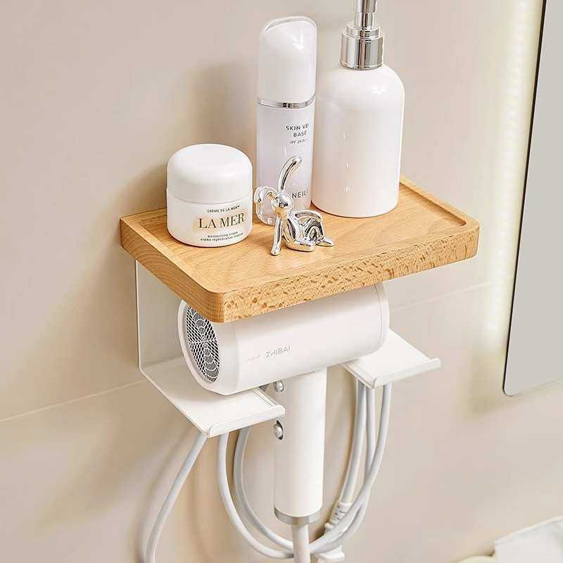 胡桃木免打孔壁挂式吹风机支架卫生间多功能置物架家用整理收纳盒,家庭/个人清洁工具,吹风机置物架,淘宝优惠券,粉丝福利购,淘宝优惠卷