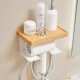 胡桃木免打孔壁挂式 吹风机支架卫生间多功能置物架家用整理收纳盒