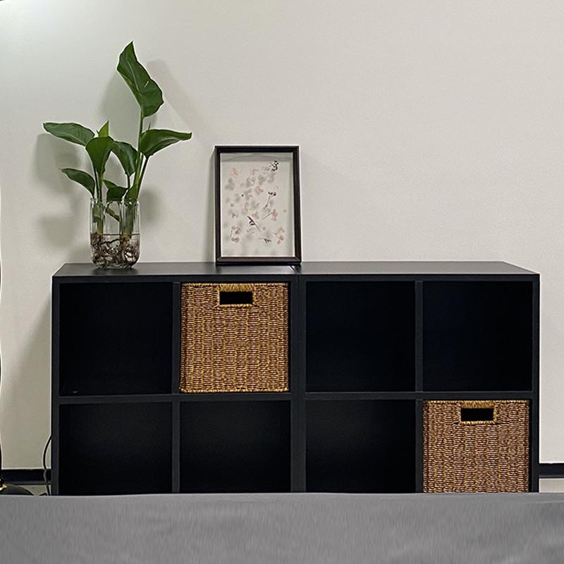 客厅开放书架儿童落地置物架方格柜木书柜矮柜黑色自由组合格新品