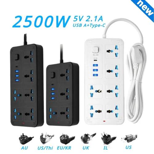 Universal Power Strip Electric Socket 4 6 OUTLETS EU UK US A