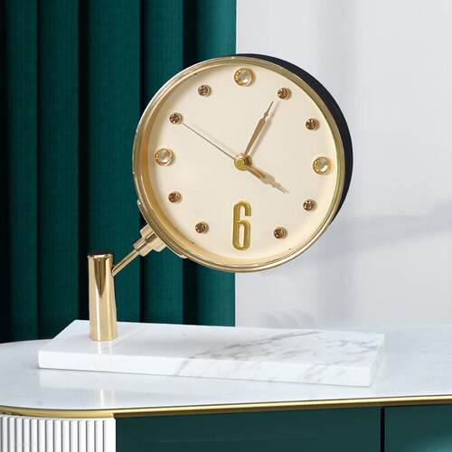 时尚轻奢金属座钟客厅现代简约家用坐钟创意台式钟表桌面台钟摆件