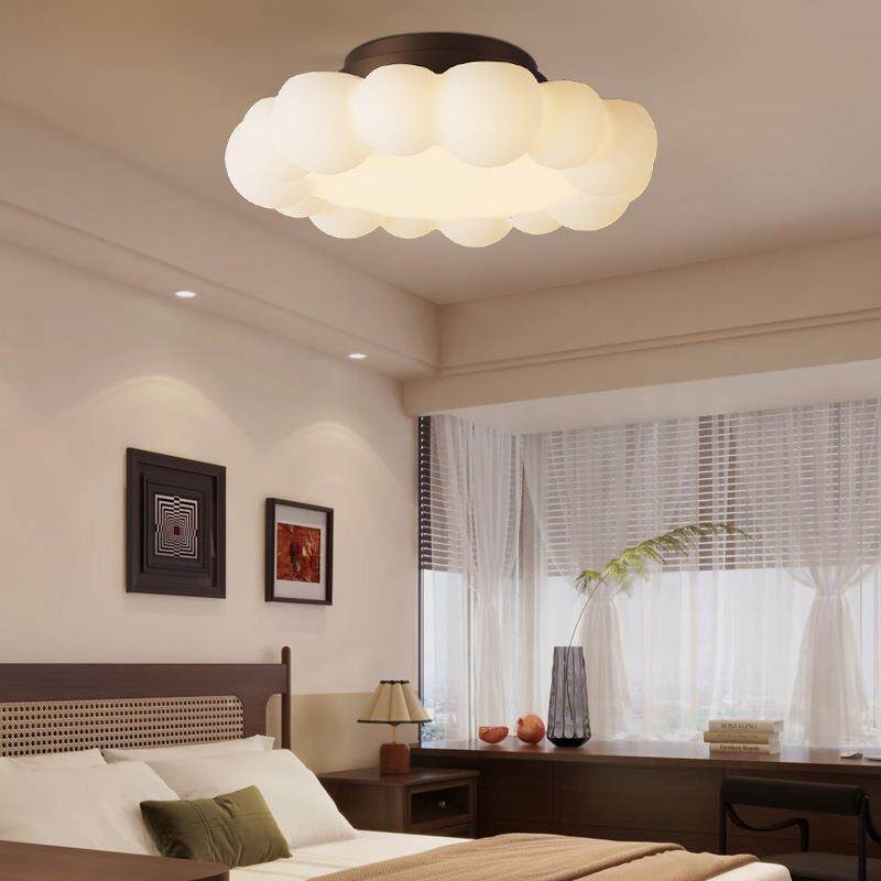 法式复古卧室吸顶灯中古风个性简约北欧网红爆款花边南瓜护眼吊灯