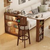 jg岩板吧桌家用一体餐边柜客厅岛型台XQS餐桌小户伸缩隔断储物可